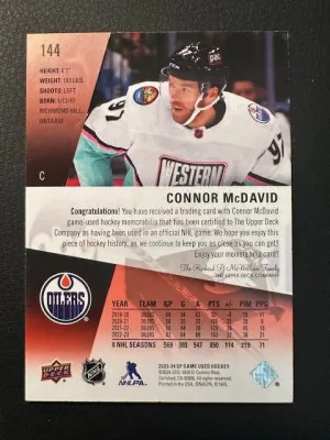 2023-24 SP Game Used - Connor McDavid - All Star jersey back